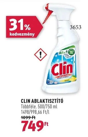 Rossmann CLIN ABLAKTISZTÍTÓ 500/750 ml ajánlat