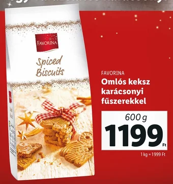 Lidl FAVORINA Omlós keksz karácsonyi fűszerekkel 600g ajánlat