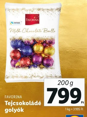Lidl FAVORINA Tejcsokoládé golyók 200g ajánlat