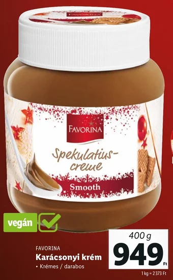 Lidl FAVORINA Karácsonyi krém 400g ajánlat