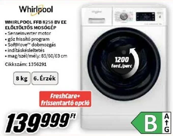 Media Markt WHIRLPOOL FFB 8258 BV EE ELÖLTÖLTŐS MOSÓGÉP ajánlat