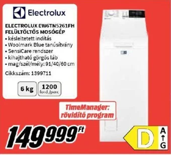 Media Markt ELECTROLUX EW6TN5261FH FELÜLTÖLTÖS MOSÓGÉP ajánlat
