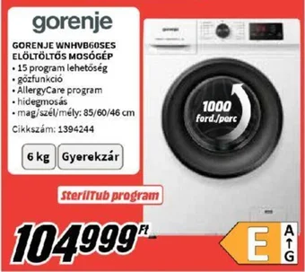 GORENJE WNHVBGOSES ELÖLTÖLTŐS MOSÓGÉP