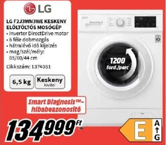 MediaMarkt LG F2J3WN3WE KESKENY ELÖLTÖLTÖS MOSÓGÉP ajánlat