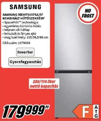 Media Markt SAMSUNG RB34T600FSA/EF KOMBINÁLT HŰTŐSZEKRÉNY ajánlat