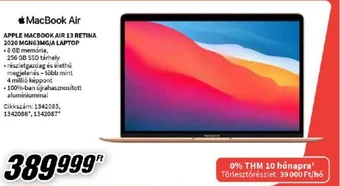 Media Markt APPLE MACBOOK AIR 13 RETINA 2020 MGNG3MG/A LAPTOP ajánlat