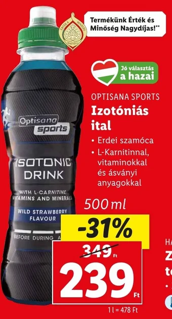 Lidl OPTISANA SPORTS Izotóniás ital 500ml ajánlat