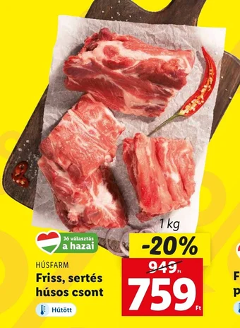 Lidl HÚSFARM Friss sertés húsos csont 1kg ajánlat