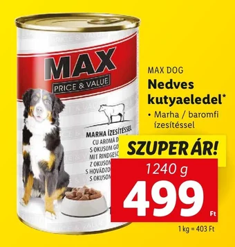 Lidl MAX DOG Nedves kutyaeledel 1240g ajánlat