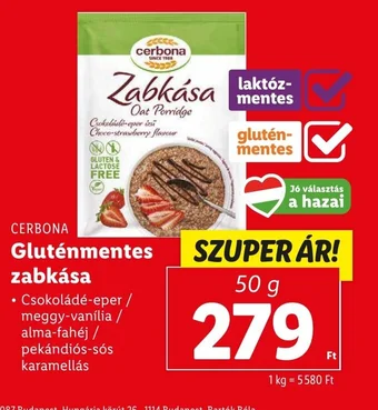 Lidl CERBONA Gluténmentes zabkása 50g ajánlat