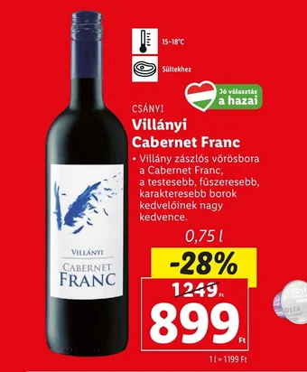 Lidl CSÁNYI Villányi Cabernet Franc 0,75l ajánlat