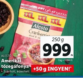 Lidl ALESTO Amerikai tőzegáfonya 250g ajánlat