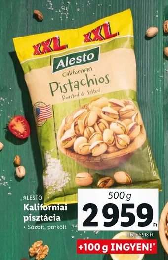 Lidl ALESTO Kaliforniai pisztácia 500g ajánlat
