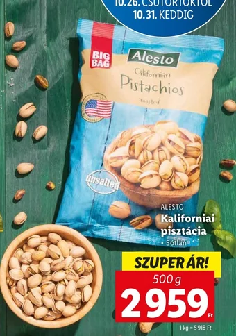 Lidl ALESTO Kaliforniai pisztácia 500g ajánlat