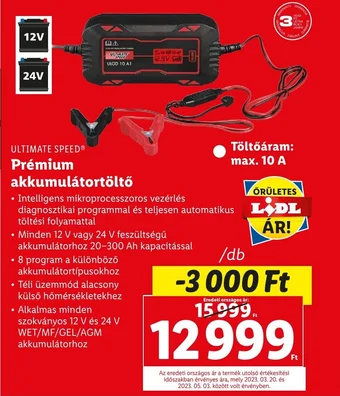 Lidl ULTIMATE SPEED Prémium akkumulátortöltő ajánlat