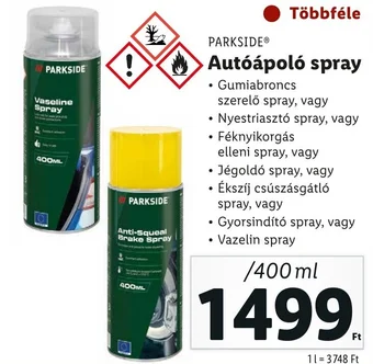 Lidl PARKSIDE Autóápoló spray 400ml ajánlat