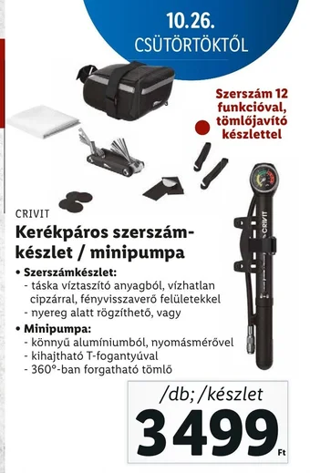 Lidl CRIVIT Kerékpáros szerszám készlet minipumpa ajánlat