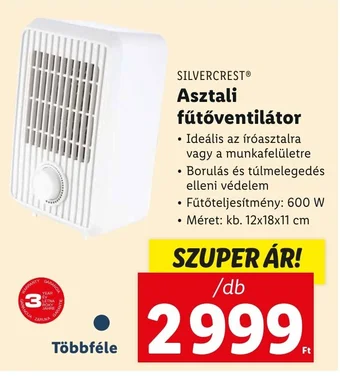 Lidl SILVERCREST Asztali fűtőventilátor 1 db ajánlat