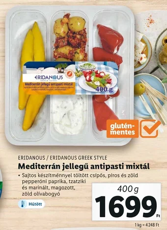 Lidl ERIDANOUS Mediterrán jellegű antipasti mixtál 400 g ajánlat
