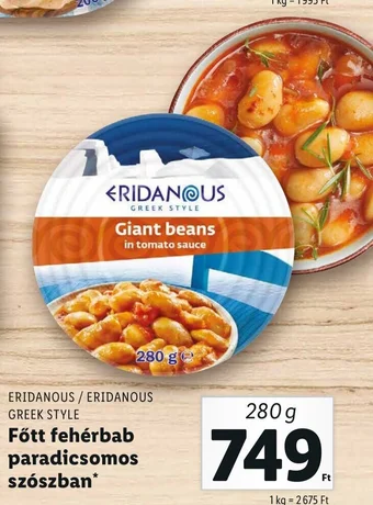 Lidl ERIDANOUS Főtt fehérbab paradicsomos szószban 280 g ajánlat