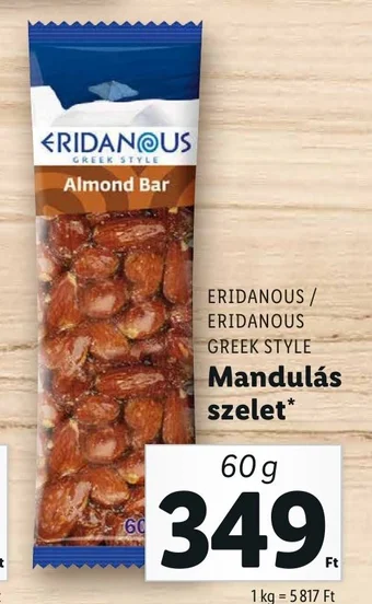 Lidl ERIDANOUS Mandulás szelet 60 g ajánlat