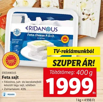 Lidl ERIDANOUS Feta sajt 400 g ajánlat