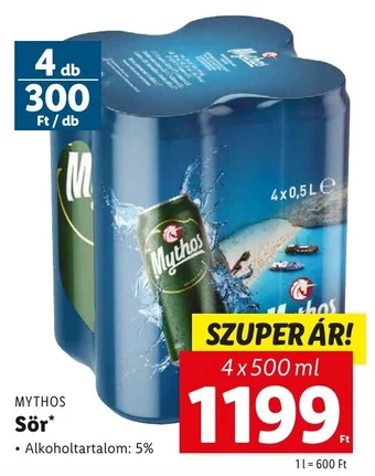 Lidl MYTHOS Sör 4 x 500 ml ajánlat