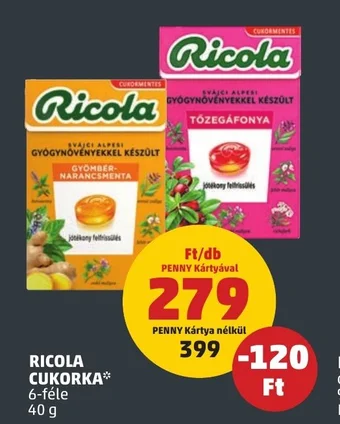 PENNY RICOLA CUKORKA 40 g ajánlat