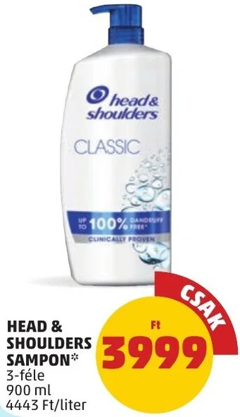 PENNY HEAD & SHOULDERS SAMPON 900 ml ajánlat