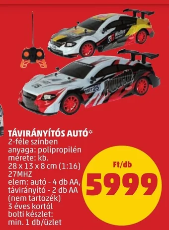 PENNY TÁVIRÁNYÍTÓS AUTÓ 1 db ajánlat