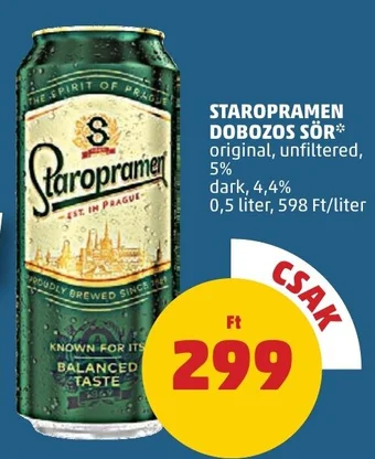 PENNY STAROPRAMEN DOBOZOS SÖR 0,5 l ajánlat