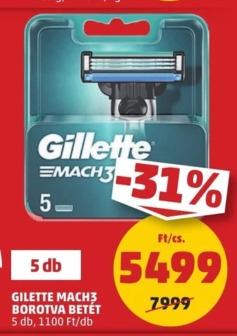 PENNY GILETTE MACH3 BOROTVA BETÉT 5 db ajánlat
