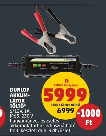 PENNY DUNLOP AKKUM-LÁTOR TÖLTŐ 1 db ajánlat