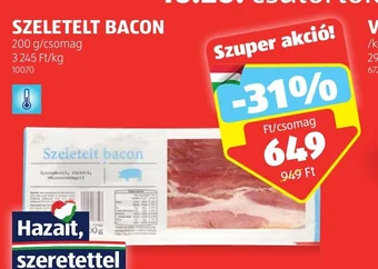 ALDI SZELETELT BACON 200 g ajánlat