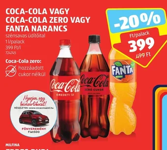 ALDI COCA-COLA VAGY COCA-COLA ZERO stb. 1 l ajánlat
