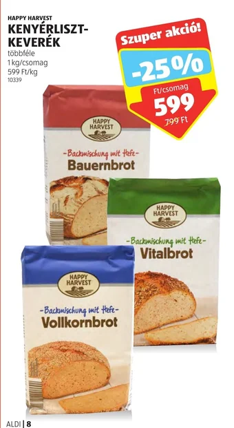 ALDI HAPPY HARVEST KENYÉRLISZT-KEVERÉK 1 kg ajánlat