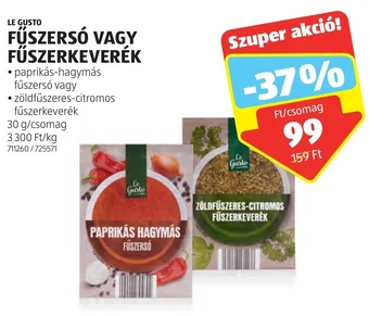 ALDI LE GUSTO FŰSZERSÓ VAGY FŰSZERKEVERÉK 30 g ajánlat