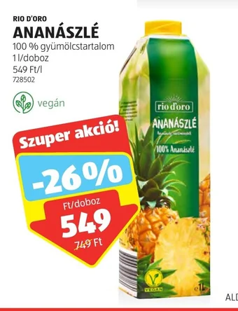 ALDI RIO D'ORO ANANÁSZLÉ 1 l ajánlat