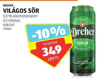 ALDI DREHER VILÁGOS SÖR 0,5 l ajánlat