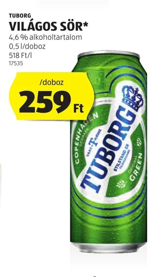 ALDI TUBORG VILÁGOS SÖR 0,5 l ajánlat