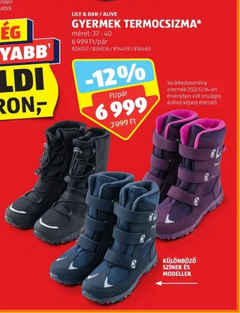 ALDI LILY & DAN / ALIVE GYERMEK TERMOCSIZMA 1 pár ajánlat
