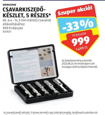 ALDI WORKZONE CSAVARKISZEDŐ- KÉSZLET 5 részes ajánlat