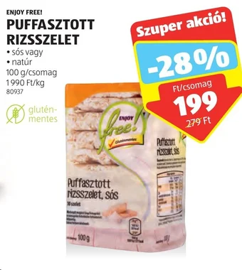 ALDI ENJOY FREE! PUFFASZTOTT RIZSSZELET 100 g ajánlat