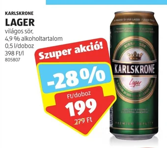 ALDI KARLSKRONE LAGER 0,5 l ajánlat