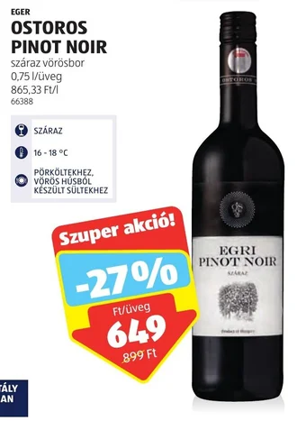 ALDI EGER OSTOROS PINOT NOIR 0,75 l ajánlat