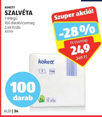 ALDI KOKETT SZALVÉTA 100 db ajánlat