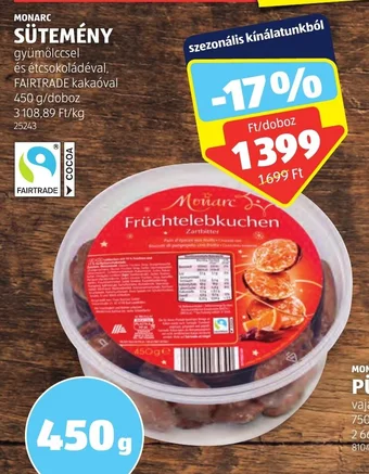 ALDI MONARC SÜTEMÉNY 450 g ajánlat