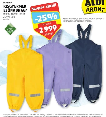 ALDI IMPIDIMPI KISGYERMEK ESŐNADRÁG 1 db ajánlat