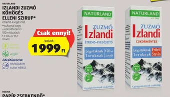 NATURLAND IZLANDI ZUZMÓ KÖHÖGÉS ELLENI SZIRUP 150 ml