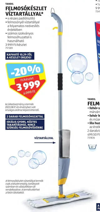 ALDI TANDIL FELMOSÓKÉSZLET VÍZTARTÁLLYAL 1 készlet ajánlat